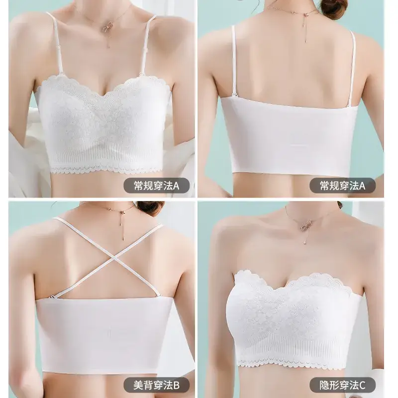 Lace Camisole Push Up Black White Anti Exposure - Image 4