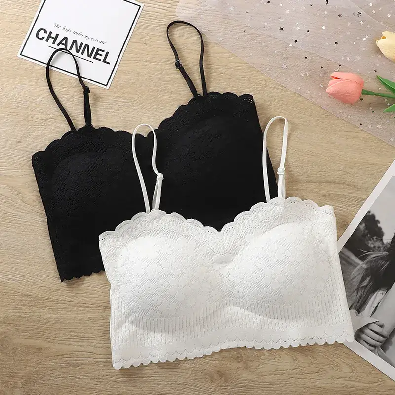 Lace Camisole Push Up Black White Anti Exposure - Image 5