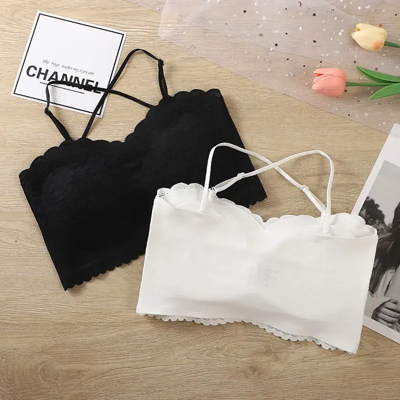 Lace Camisole Push Up Black White Anti Exposure - Image 6