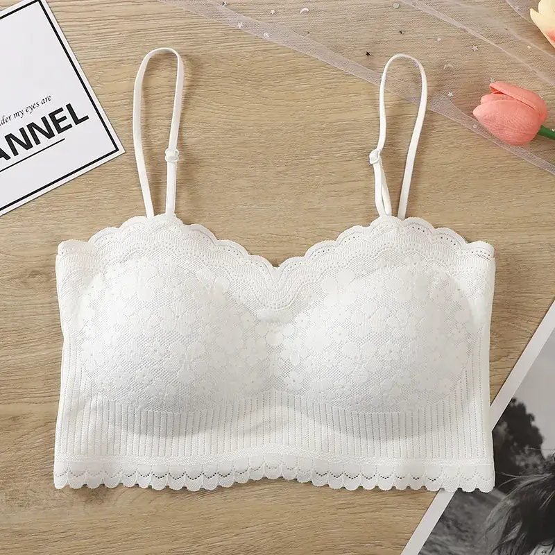 Lace Camisole Push Up Black White Anti Exposure - Image 2