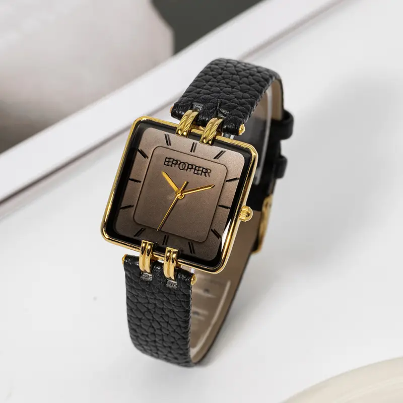 Elegant Black Square Watch for Women Waterproof Quartz - Image 3