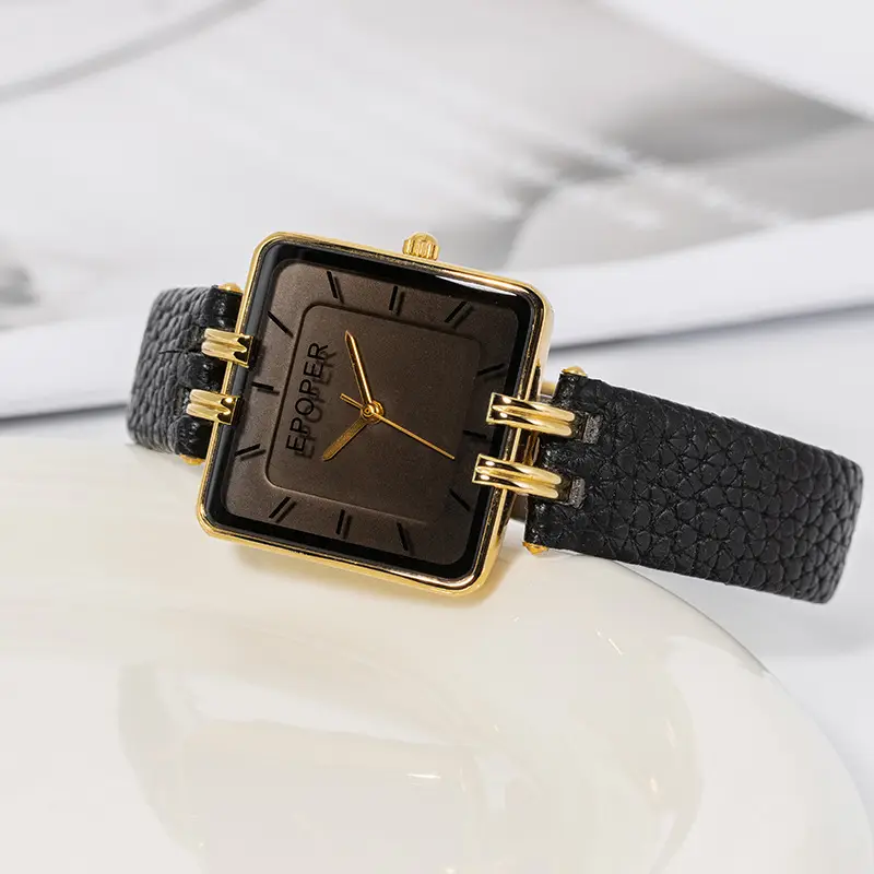 Elegant Black Square Watch for Women Waterproof Quartz - Image 4