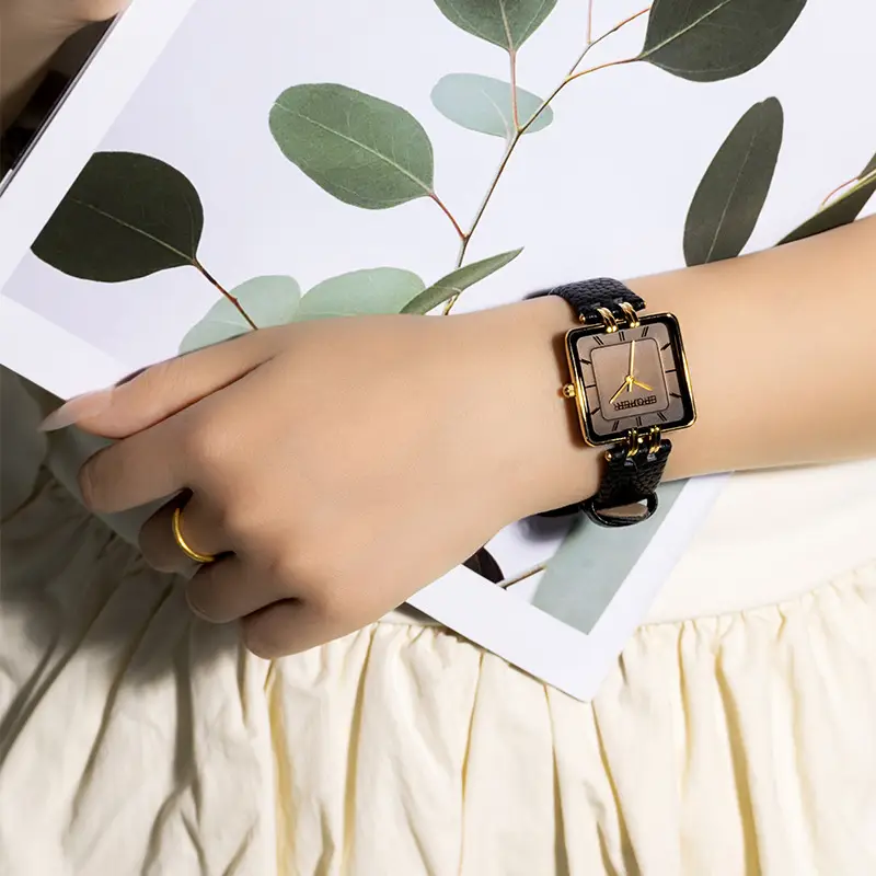 Elegant Black Square Watch for Women Waterproof Quartz - Image 6