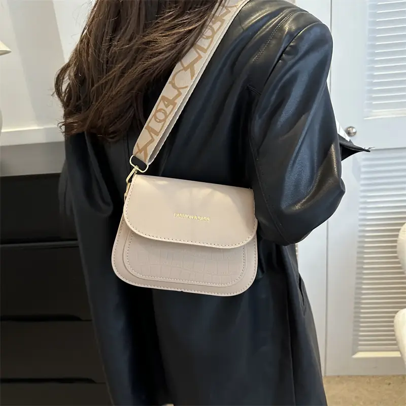 Women's Black Croc Embroidered Crossbody Bag with LV Strap - Image 7