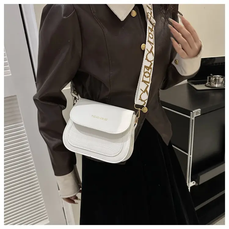 Women's Black Croc Embroidered Crossbody Bag with LV Strap — feature 11