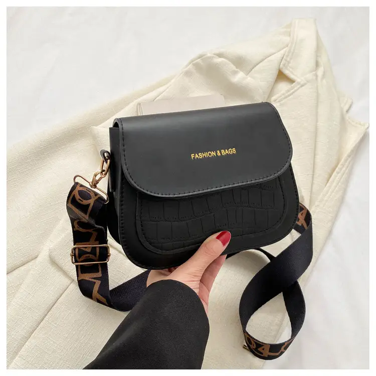 Women's Black Croc Embroidered Crossbody Bag with LV Strap — feature 25