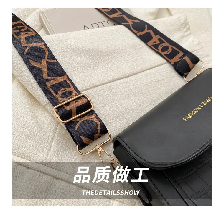 Women's Black Croc Embroidered Crossbody Bag with LV Strap — feature 6