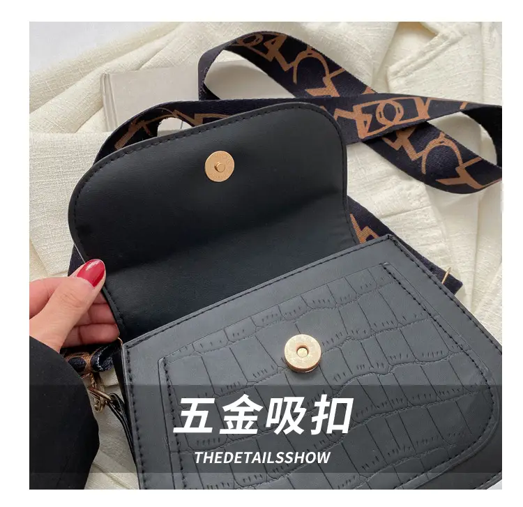 Women's Black Croc Embroidered Crossbody Bag with LV Strap — feature 7