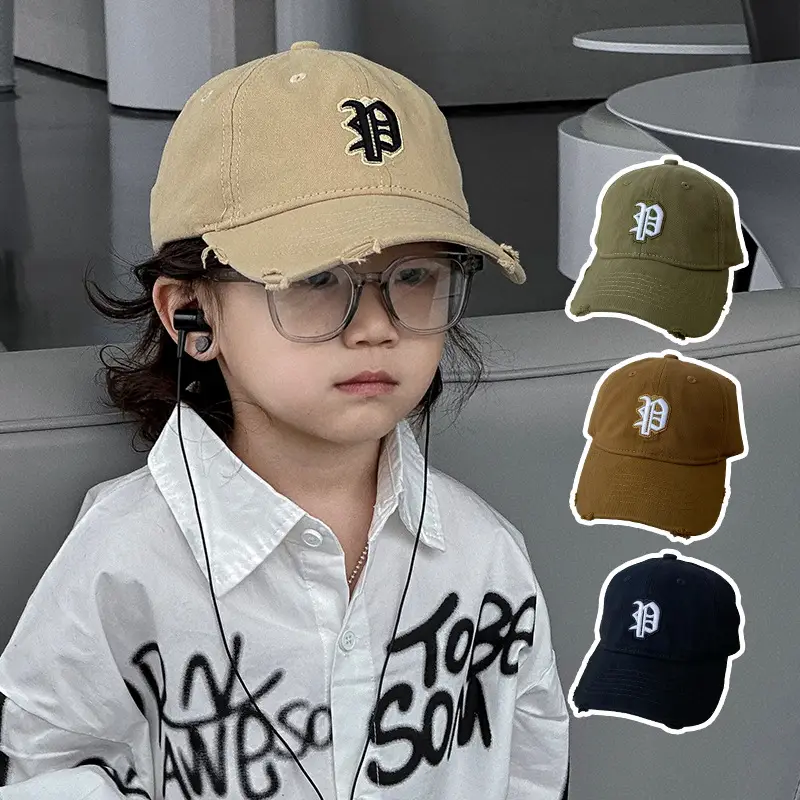 Girls & Boys Baseball Caps with Letter Embroidery - Image 3