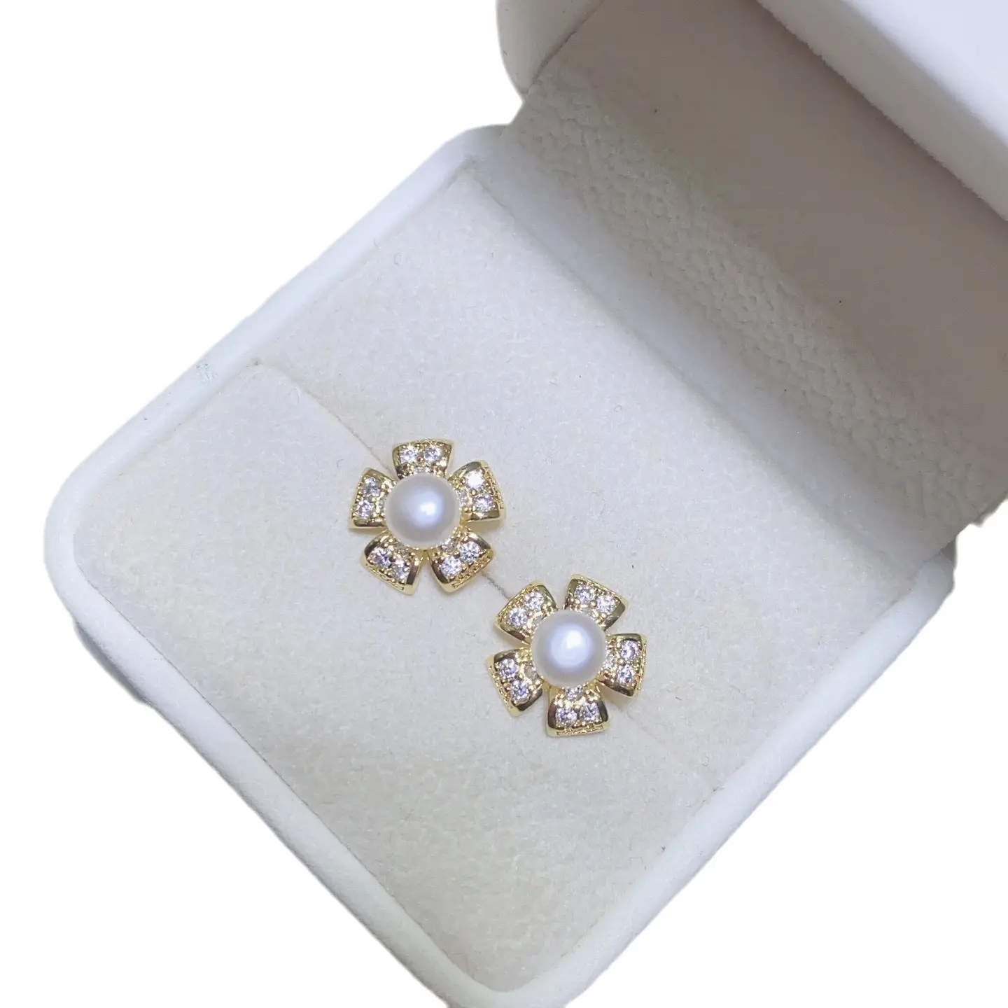 Pearl Five Petal Flower Earrings for Women - Image 6