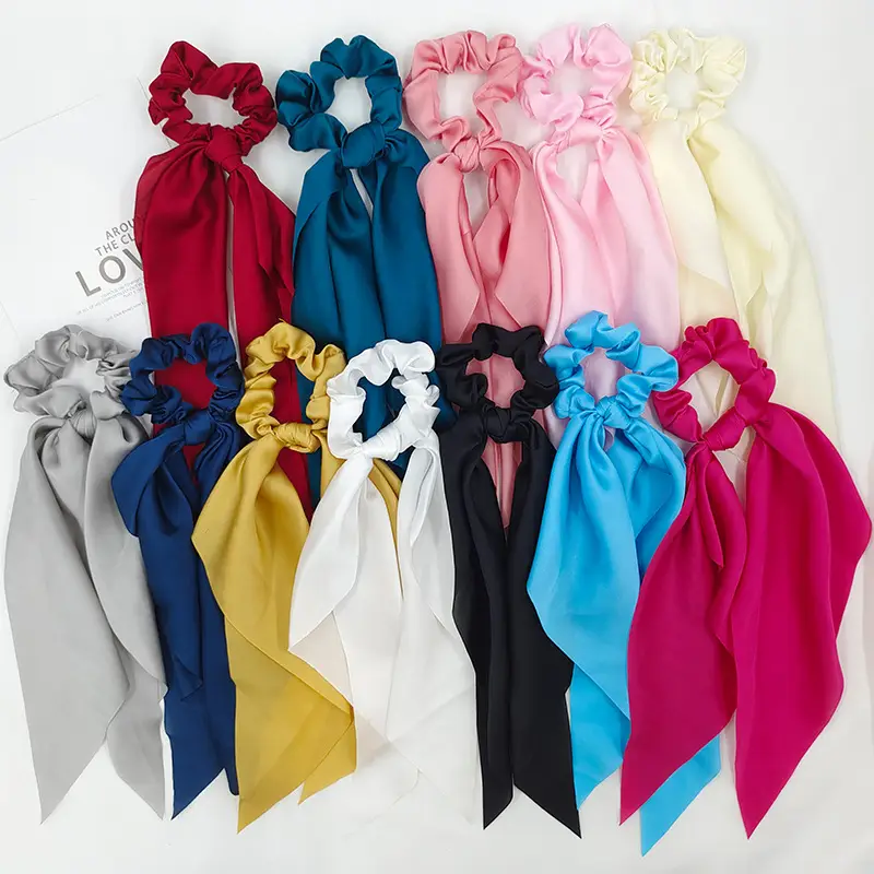 Black Knotted Satin Hair Ring Ponytail for Women - Image 14