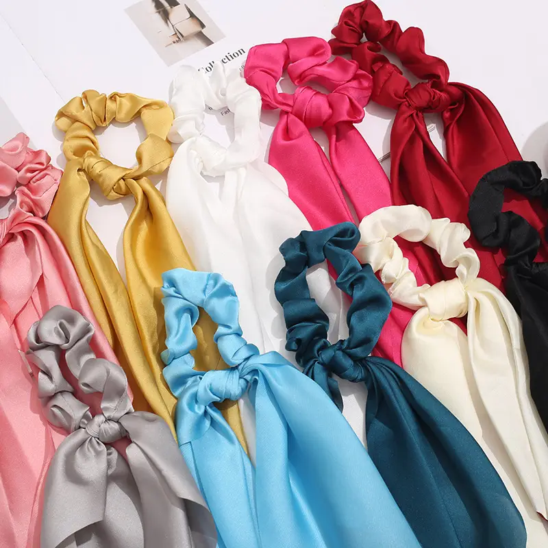 Black Knotted Satin Hair Ring Ponytail for Women - Image 15