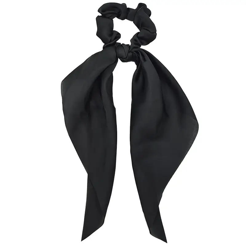 Black Knotted Satin Hair Ring Ponytail for Women - Image 16