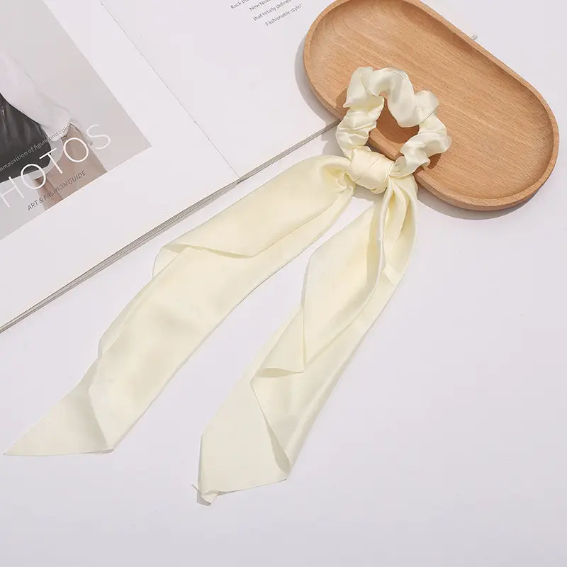 Black Knotted Satin Hair Ring Ponytail for Women - Image 10