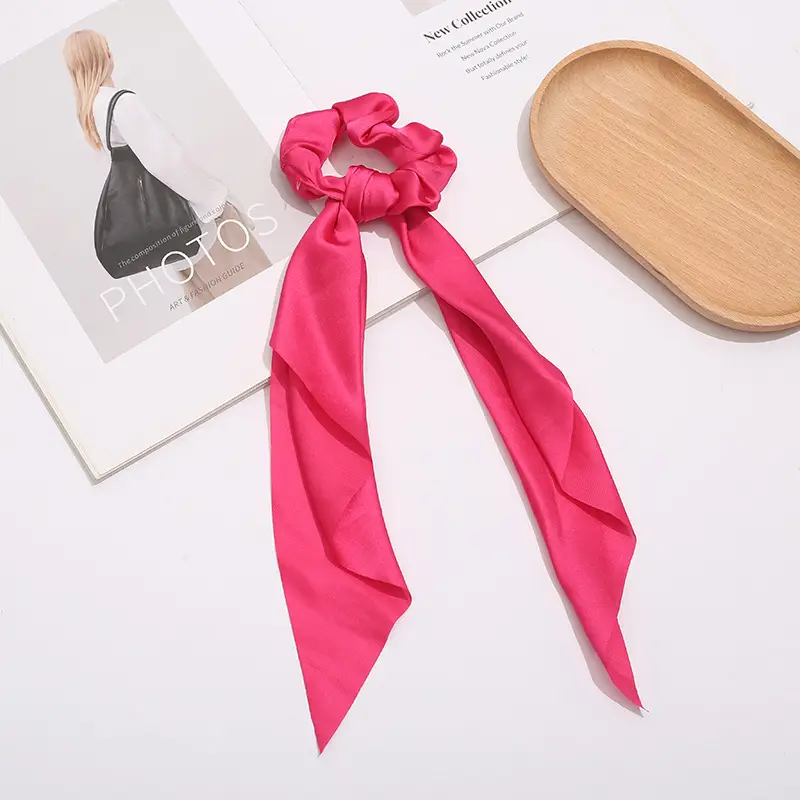 Black Knotted Satin Hair Ring Ponytail for Women - Image 12