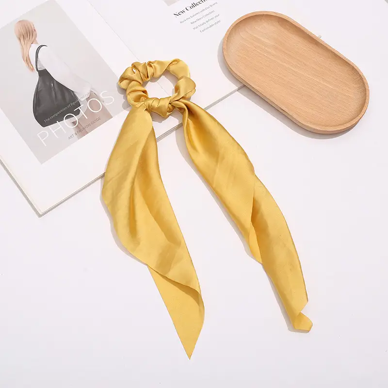 Black Knotted Satin Hair Ring Ponytail for Women - Image 2
