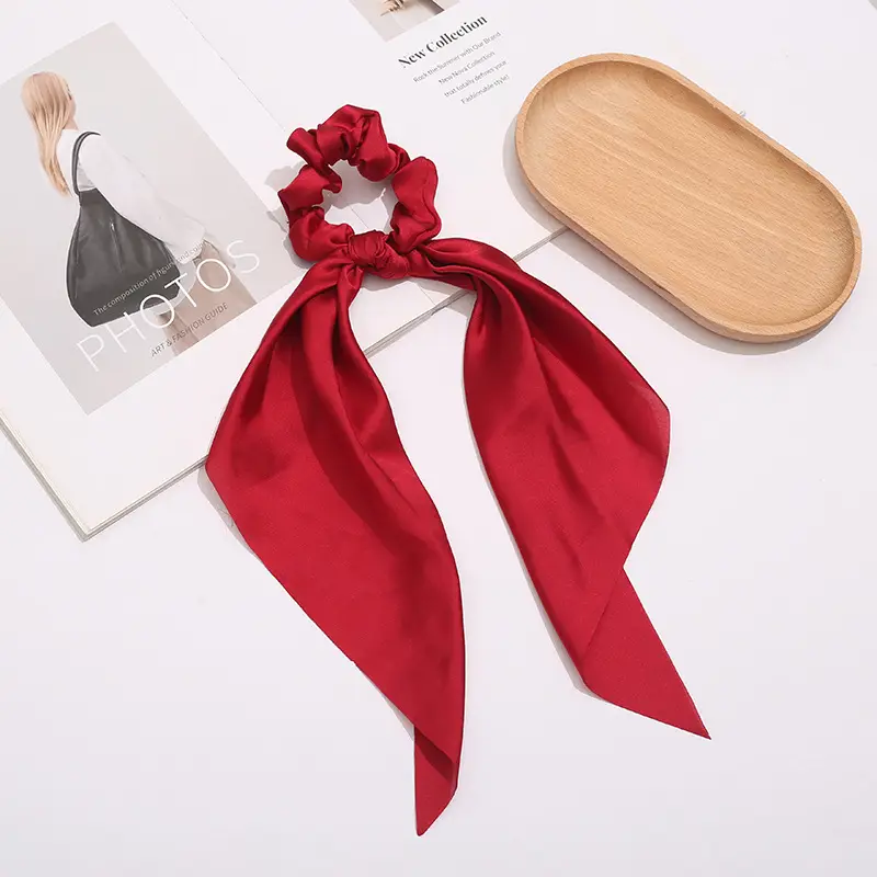 Black Knotted Satin Hair Ring Ponytail for Women - Image 3