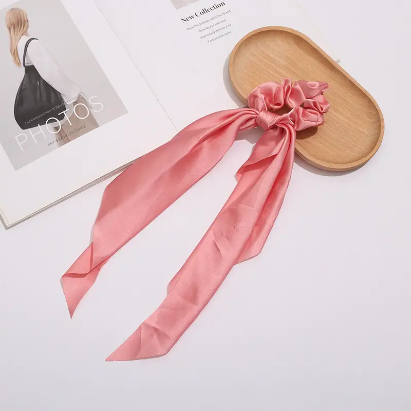 Black Knotted Satin Hair Ring Ponytail for Women - Image 7