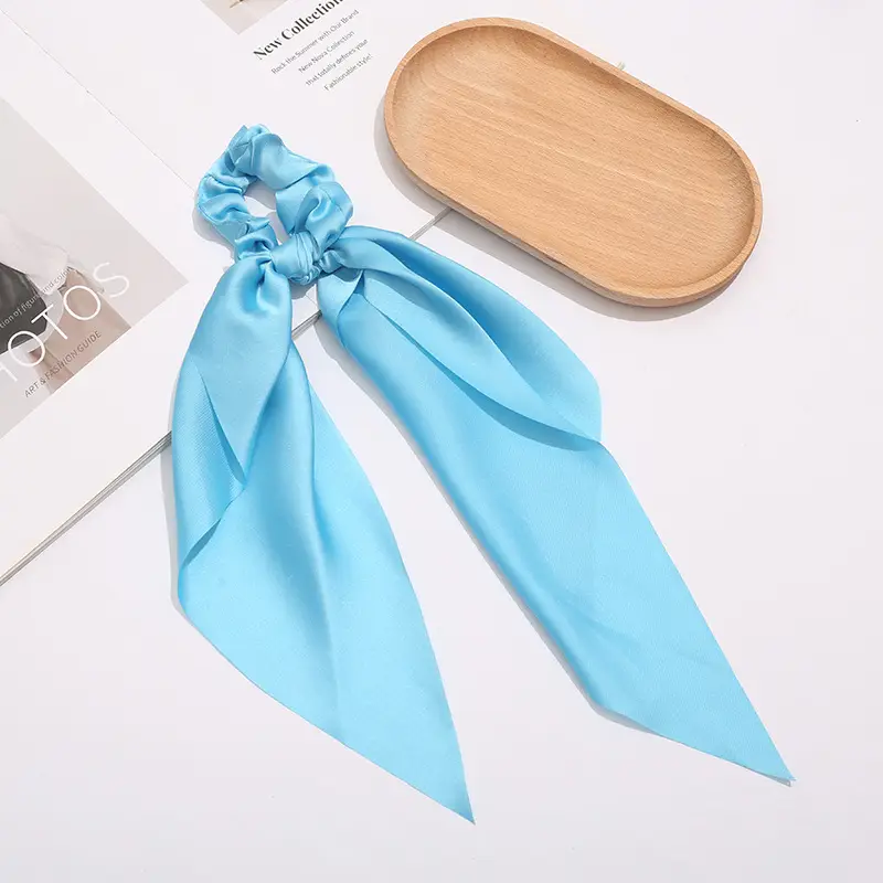 Black Knotted Satin Hair Ring Ponytail for Women - Image 9
