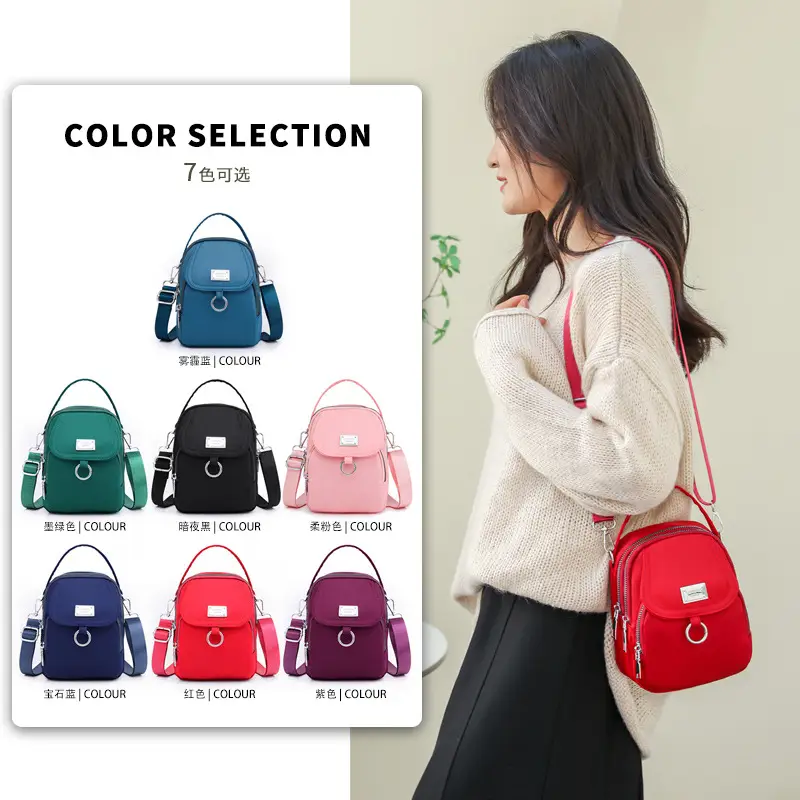 Pink Crossbody Phone Bag Women Waterproof Nylon - Image 8