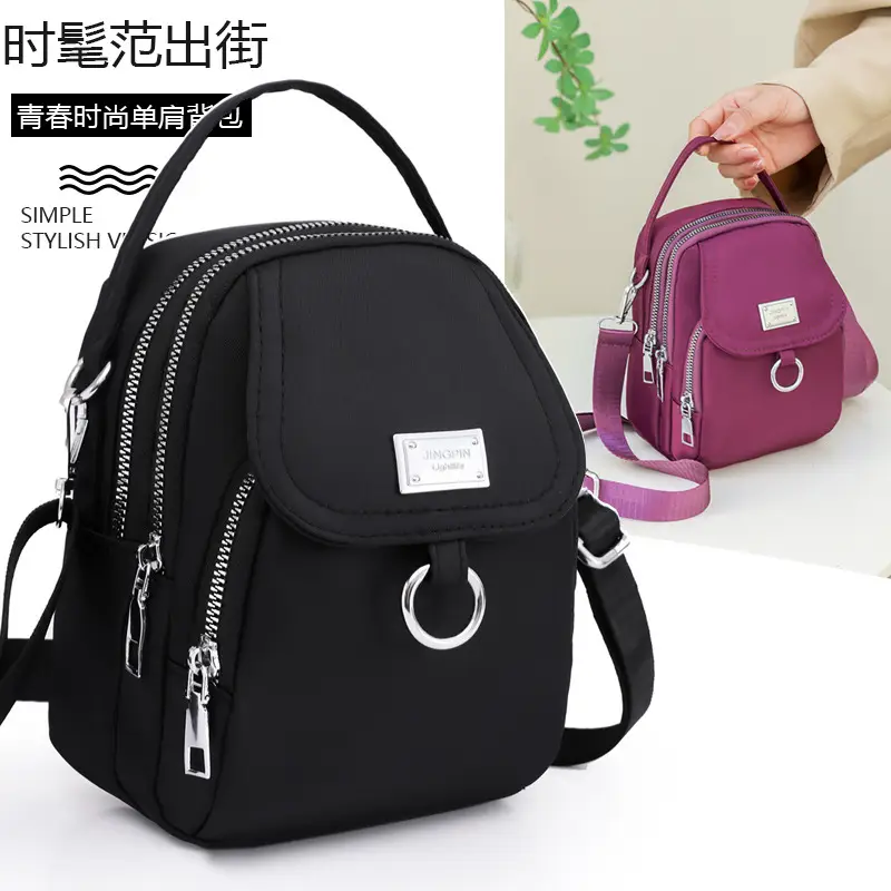 Pink Crossbody Phone Bag Women Waterproof Nylon - Image 9