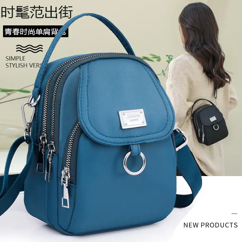 Pink Crossbody Phone Bag Women Waterproof Nylon - Image 10