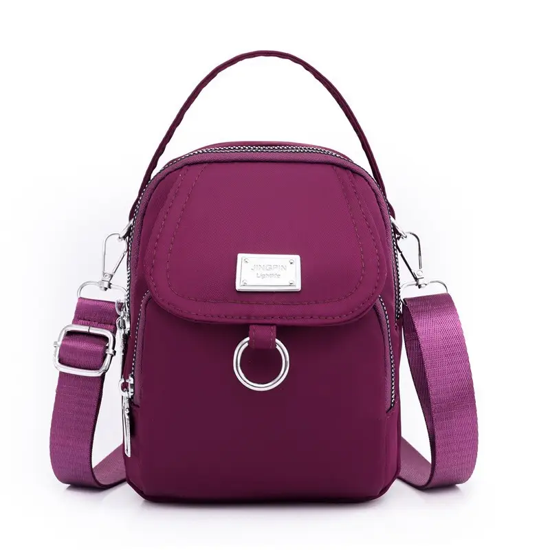 Pink Crossbody Phone Bag Women Waterproof Nylon - Image 11
