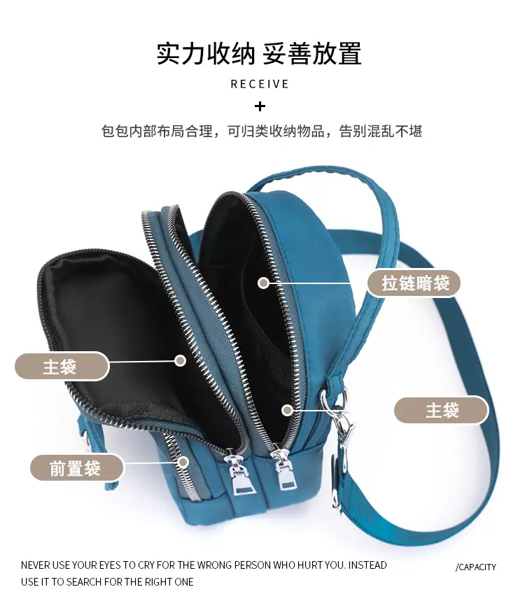 Pink Crossbody Phone Bag Women Waterproof Nylon — feature 15