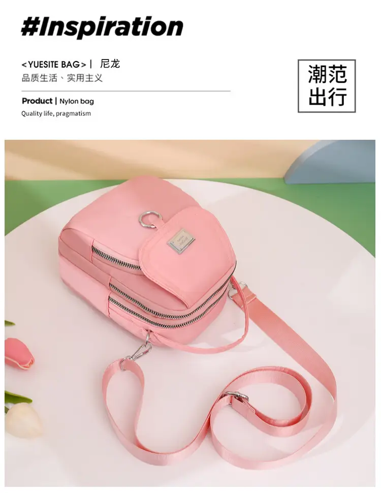 Pink Crossbody Phone Bag Women Waterproof Nylon — feature 17