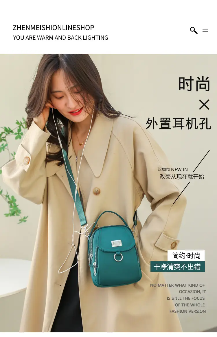 Pink Crossbody Phone Bag Women Waterproof Nylon — feature 5
