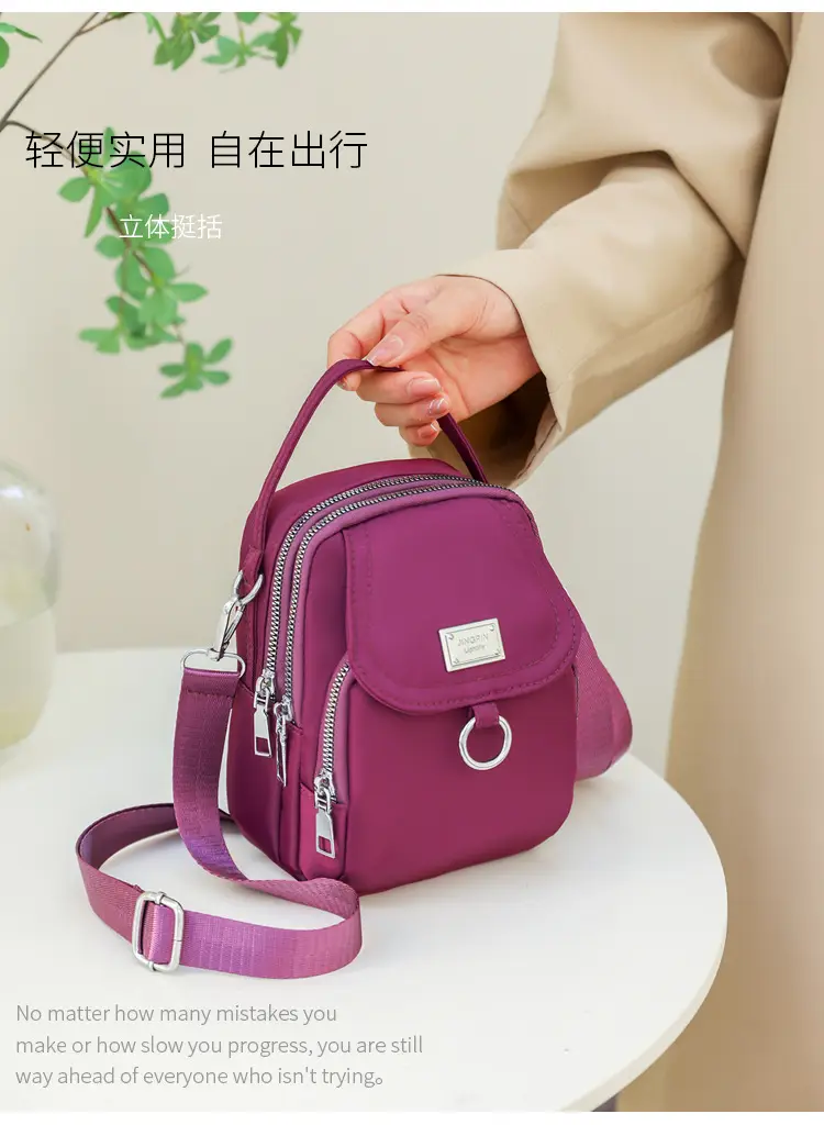 Pink Crossbody Phone Bag Women Waterproof Nylon — feature 7