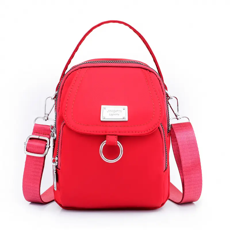 Pink Crossbody Phone Bag Women Waterproof Nylon - Image 6