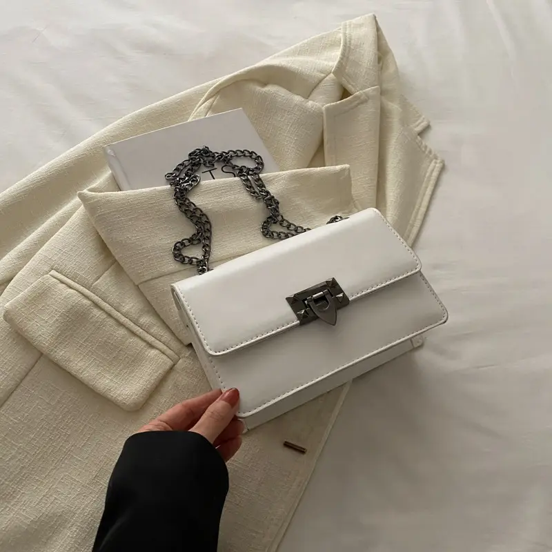 Light Blue Lock Chain Crossbody Bag for Women - Image 2