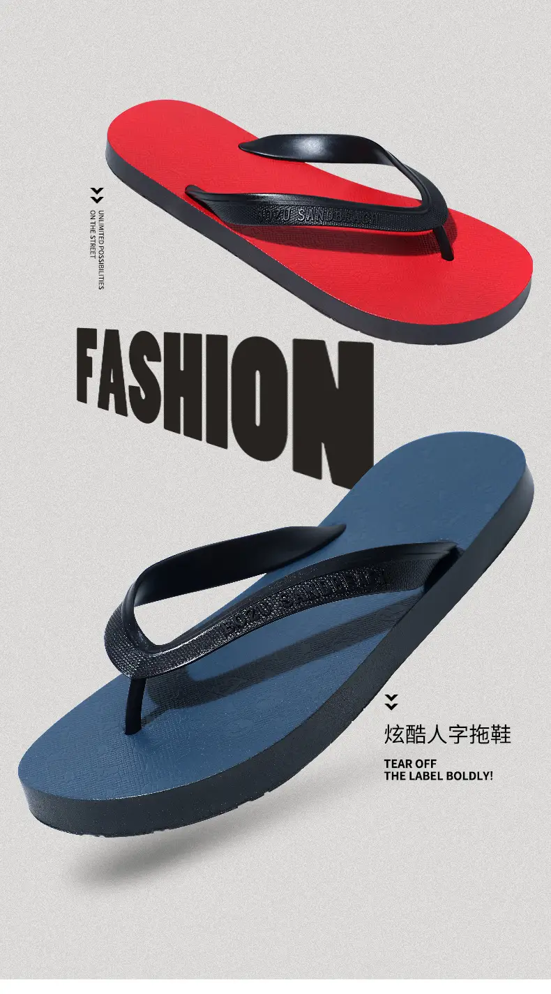 Men Korean Style Flip Flops Blue Non-Slip Casual Summer — feature 1