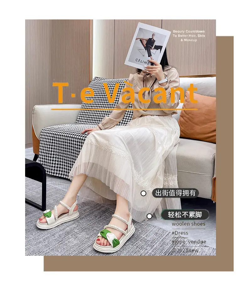 2024 summer new thick-soled Korean version of muffin pearl Roman shoes fashion color matching pearl women's sandals wholesale — feature 14