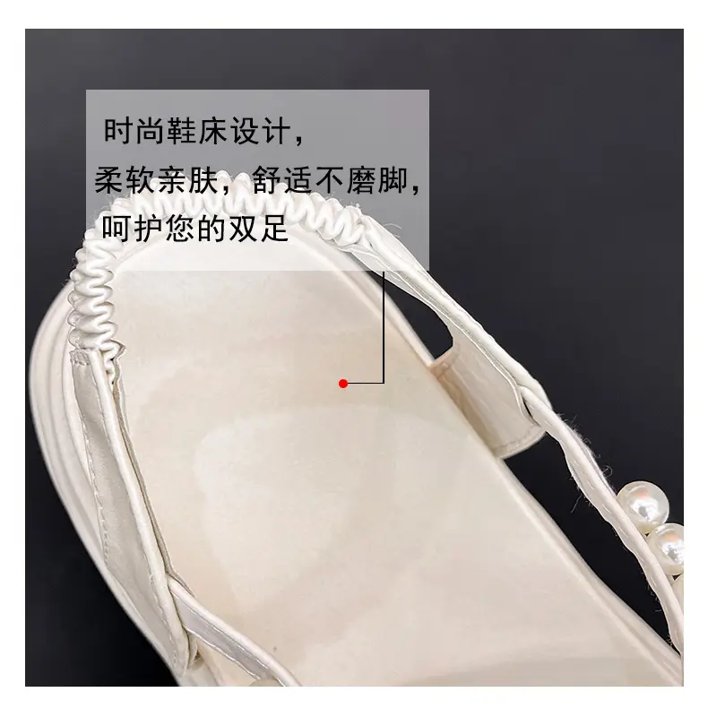 2024 summer new thick-soled Korean version of muffin pearl Roman shoes fashion color matching pearl women's sandals wholesale — feature 17