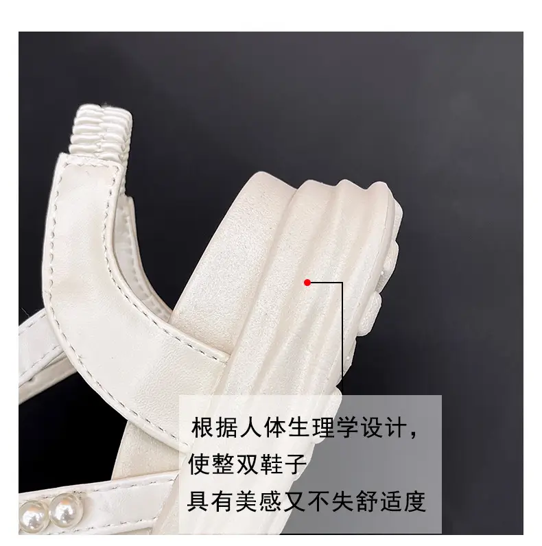 2024 summer new thick-soled Korean version of muffin pearl Roman shoes fashion color matching pearl women's sandals wholesale — feature 18