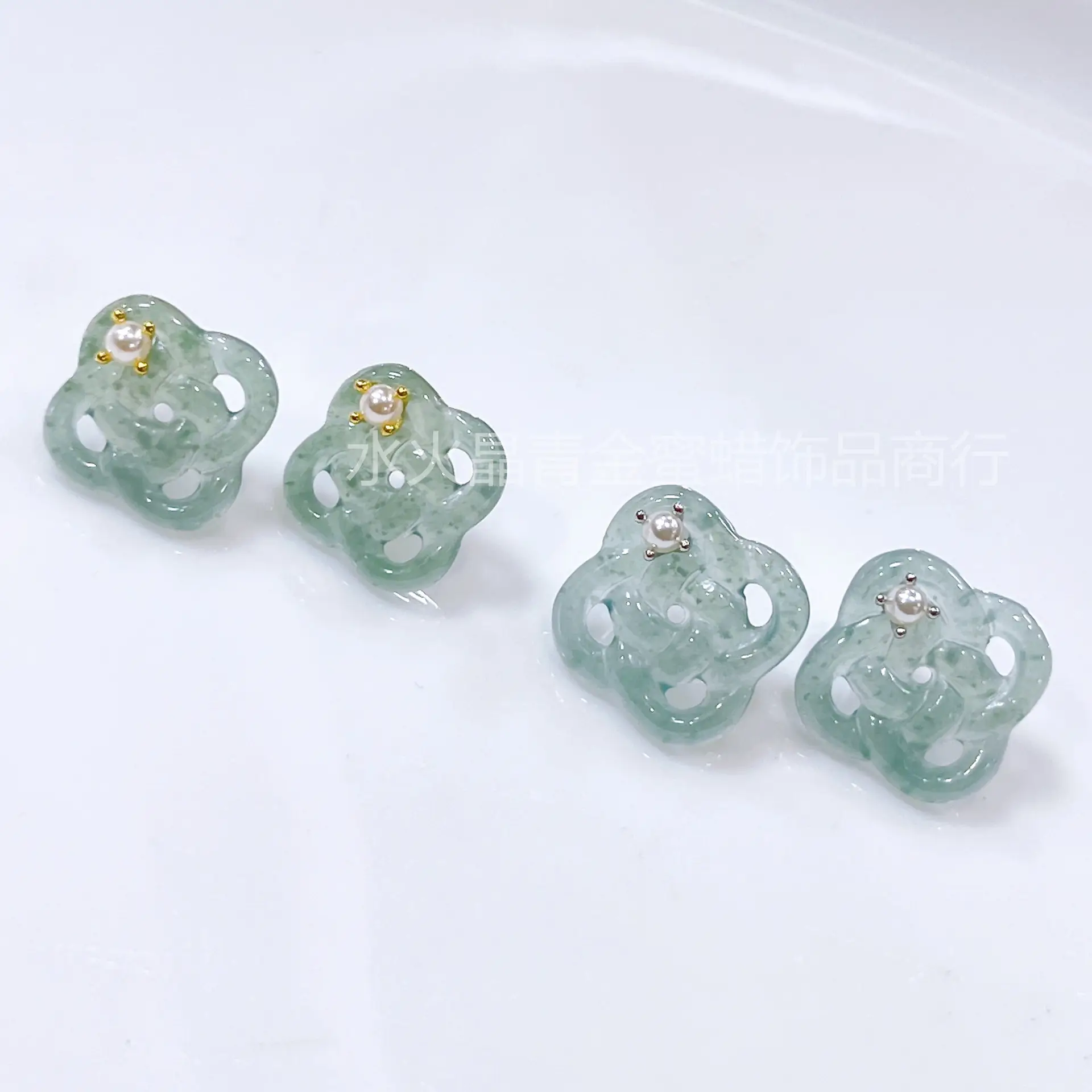 Natural Jadeite Earrings 925 Silver Hollow Body - Image 3