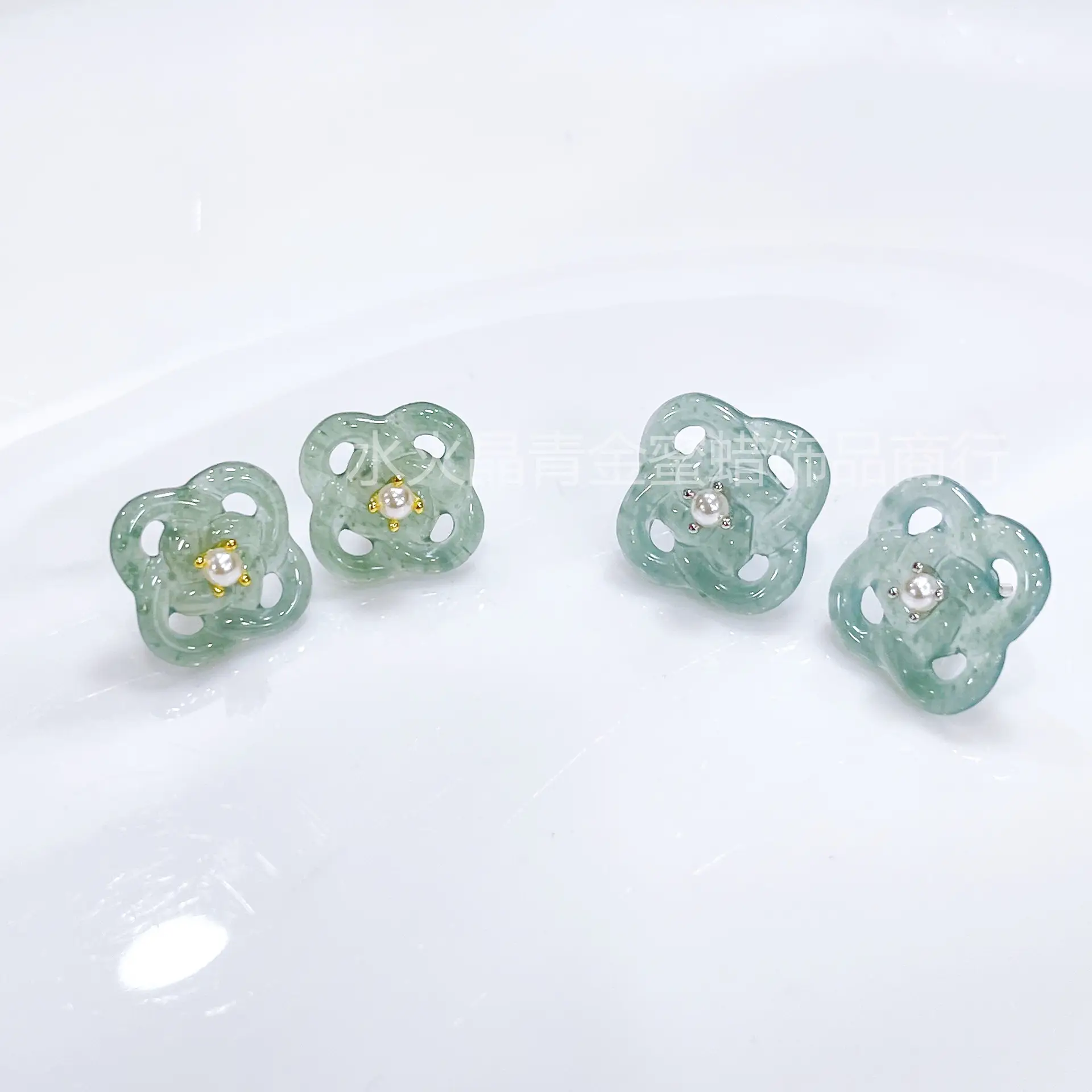 Natural Jadeite Earrings 925 Silver Hollow Body - Image 4