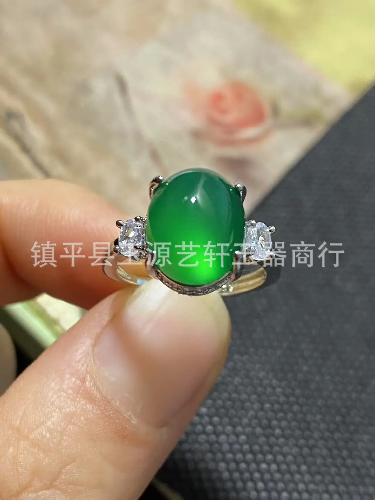 New Chinese Style Green Chalcedony Earrings with Jade Pendant - Image 3