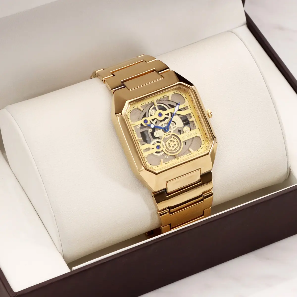Men's Gold Skeleton Watch with Quartz Movement — feature 10