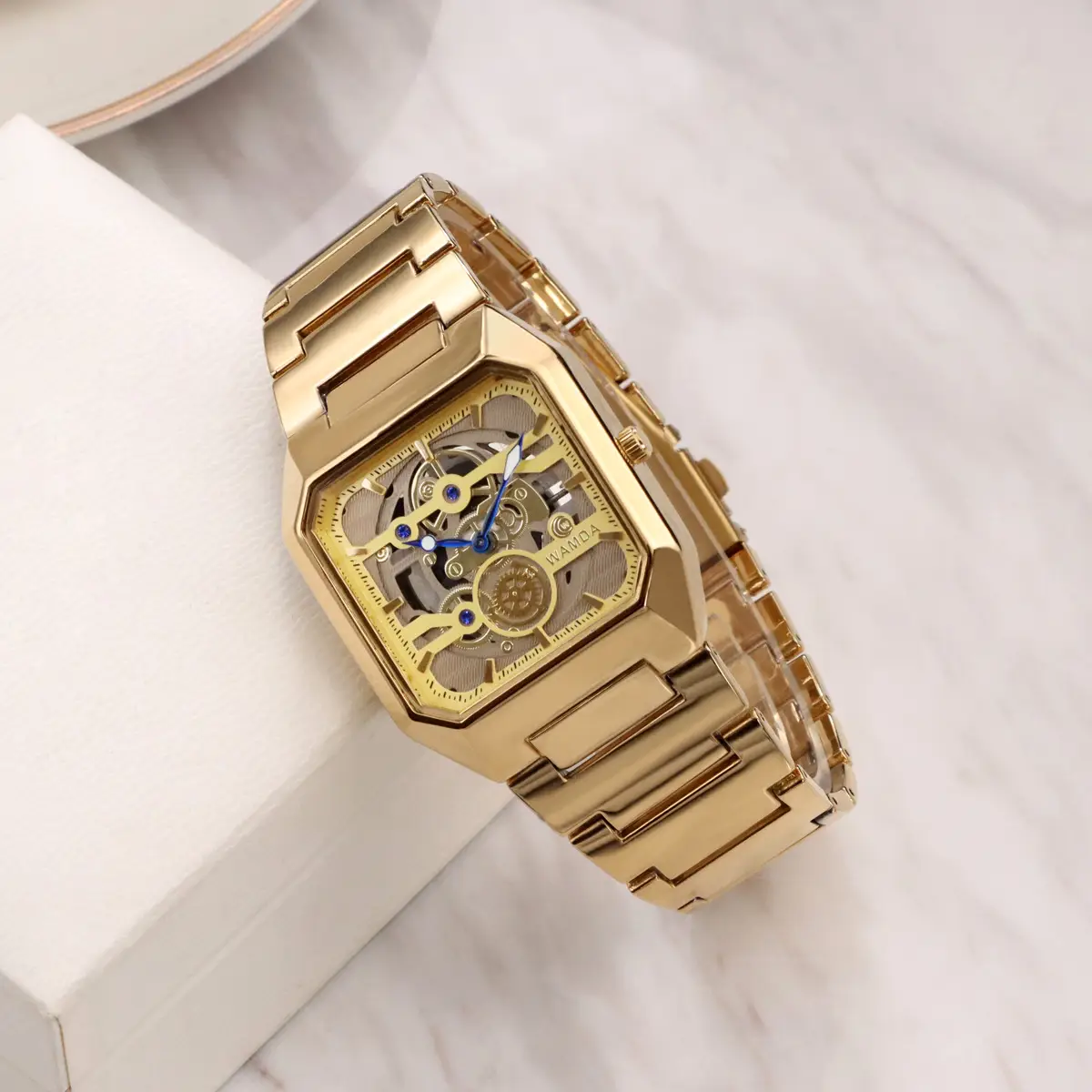 Men's Gold Skeleton Watch with Quartz Movement — feature 11