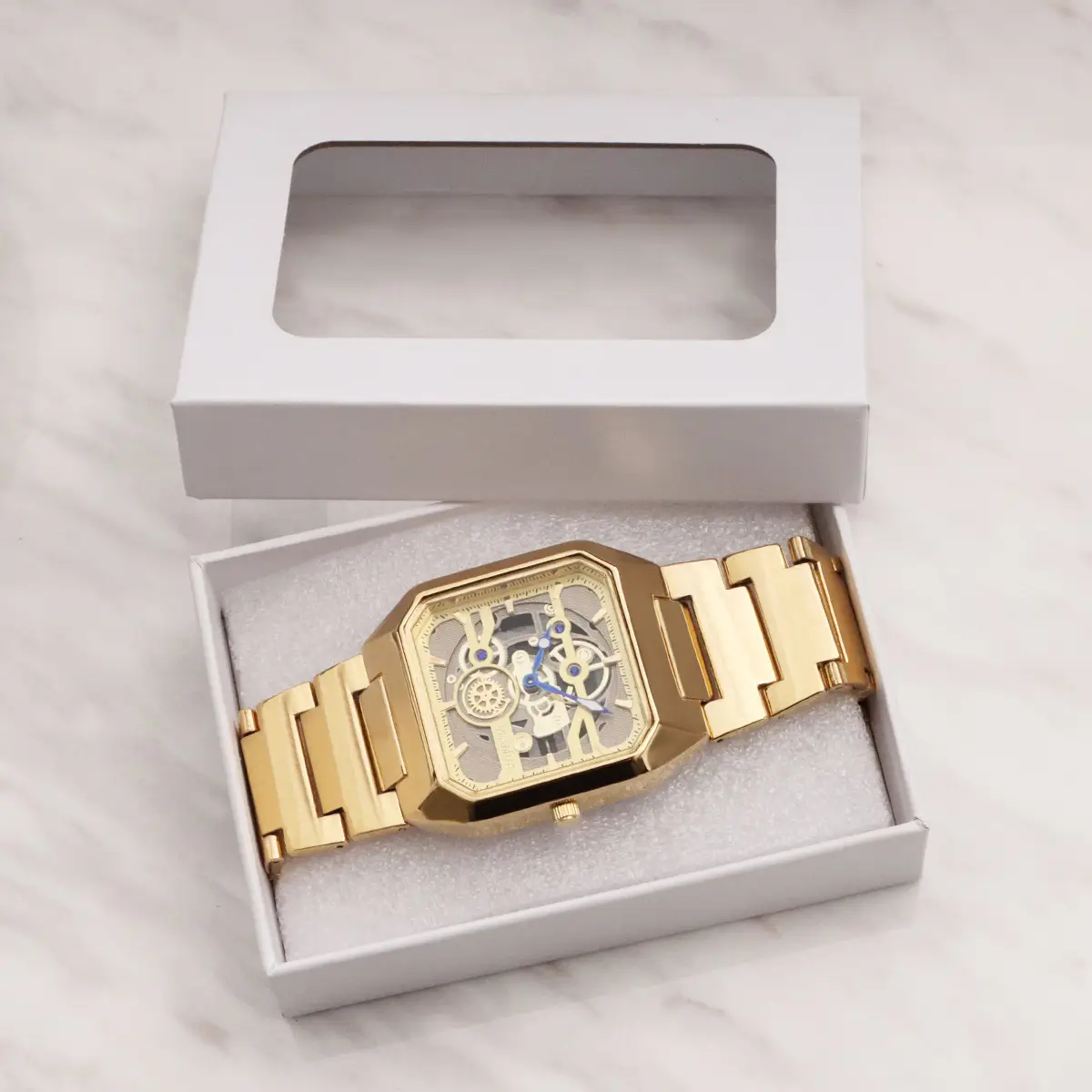 Men's Gold Skeleton Watch with Quartz Movement — feature 12
