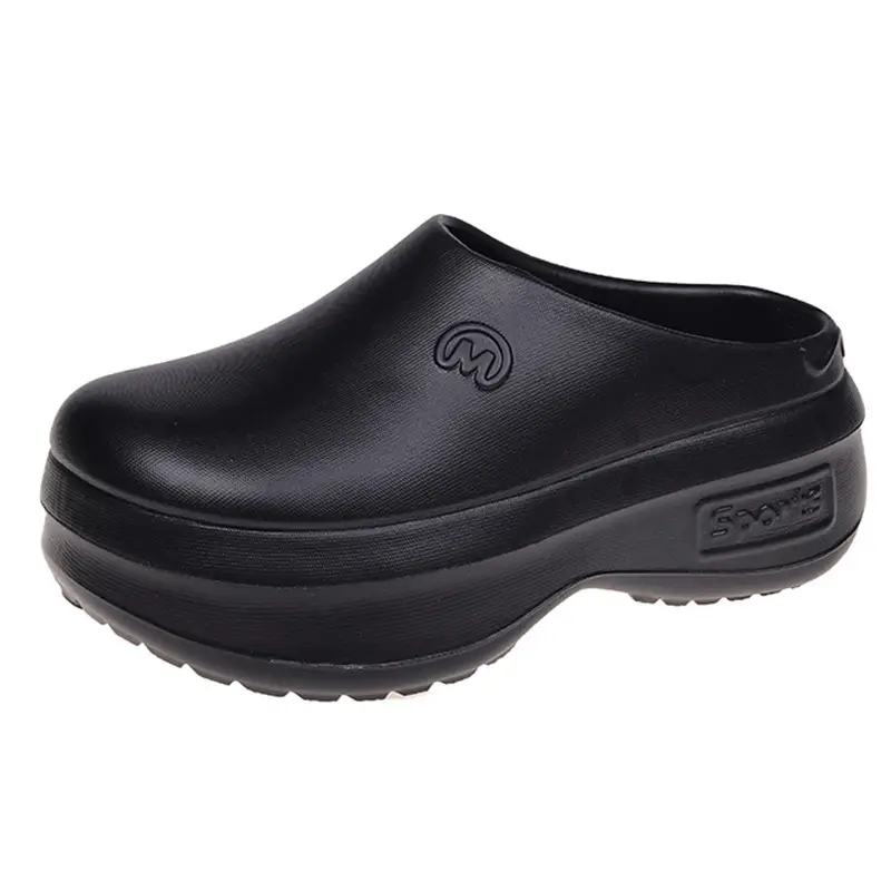 Thick-soled Baotou Half Slippers Women's Outer Wear 2024 New Arrival Lightweight Non-slip Waterproof Heightened Chef Shoes Ins Hole Shoes - Image 2