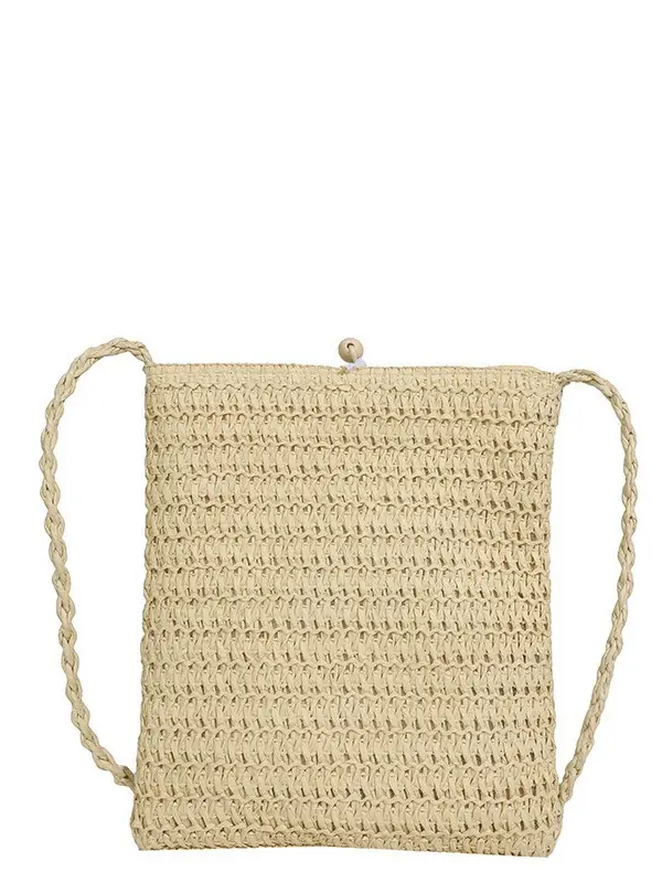 Women Woven Straw Shoulder Bag Large Capacity Beige