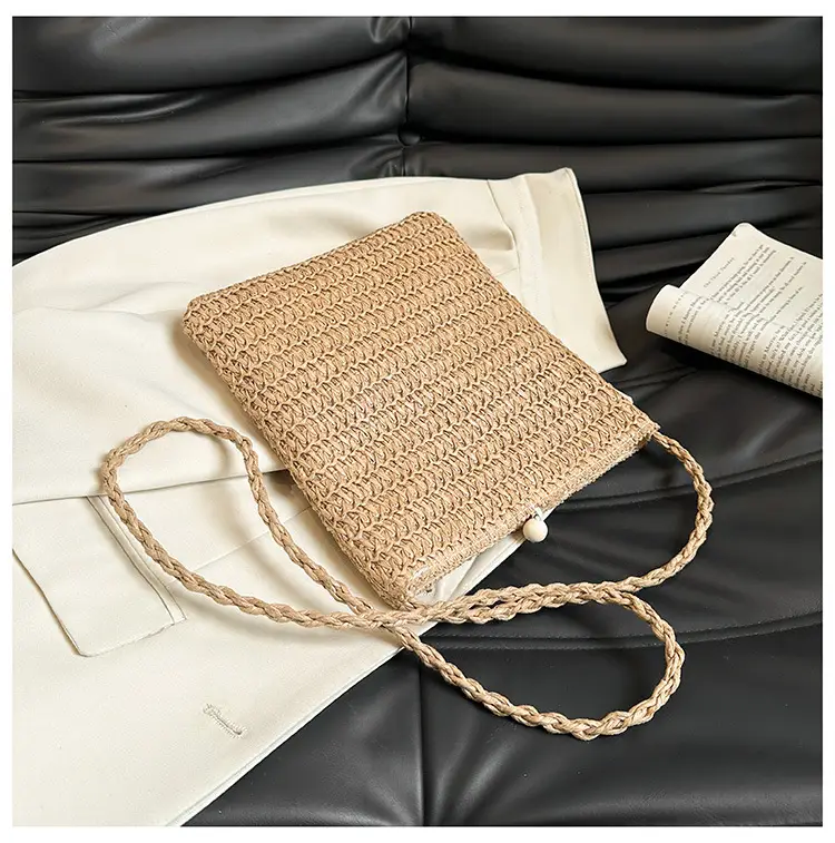 Women Woven Straw Shoulder Bag Large Capacity Beige — feature 16