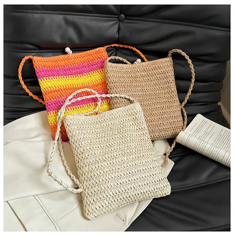 Women Woven Straw Shoulder Bag Large Capacity Beige — feature 19