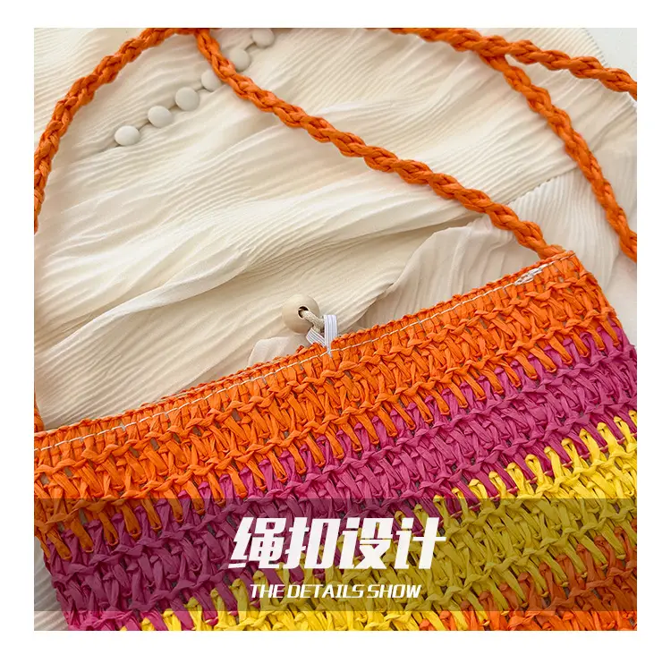 Women Woven Straw Shoulder Bag Large Capacity Beige — feature 5