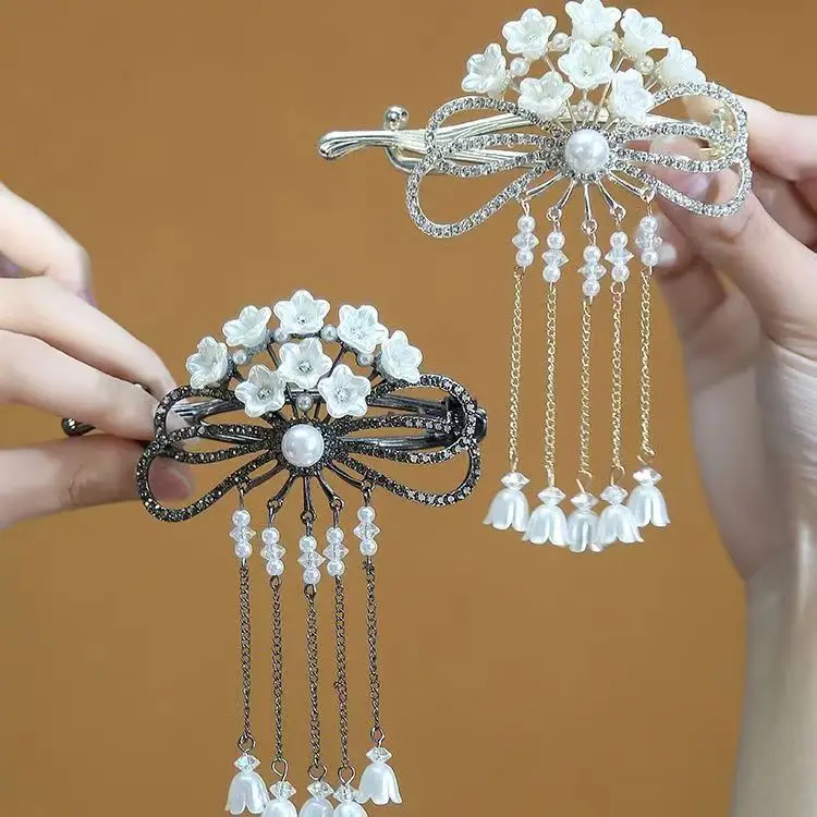 Suzuki Orchid Tassel Hair Clip Pearl Diamond Clip - Image 37