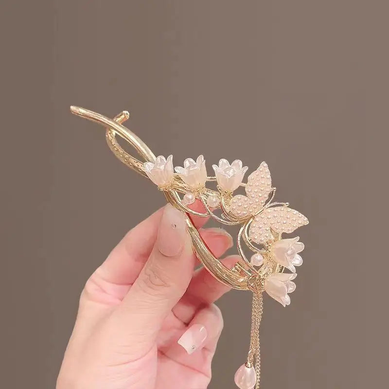 Suzuki Orchid Tassel Hair Clip Pearl Diamond Clip - Image 11
